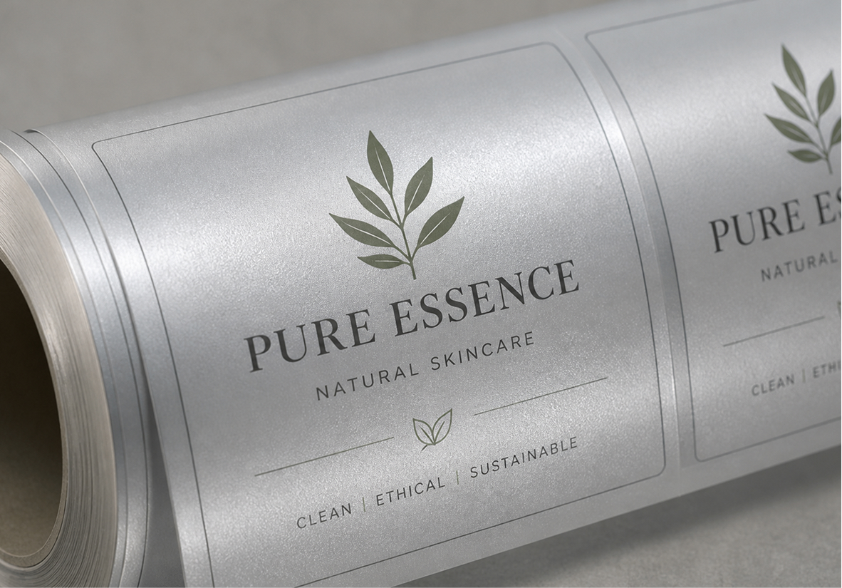 Bright Silver Metallic Roll Labels